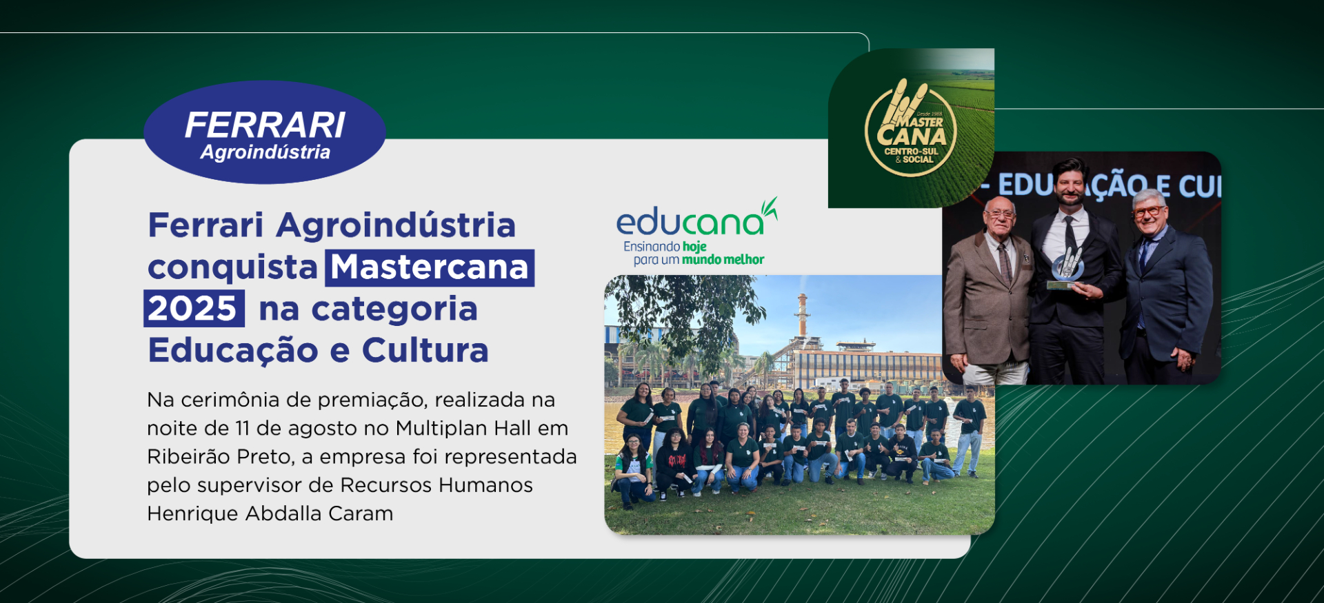 Ferrari Agroindústria conquista Prêmio Mastercana Social 2025